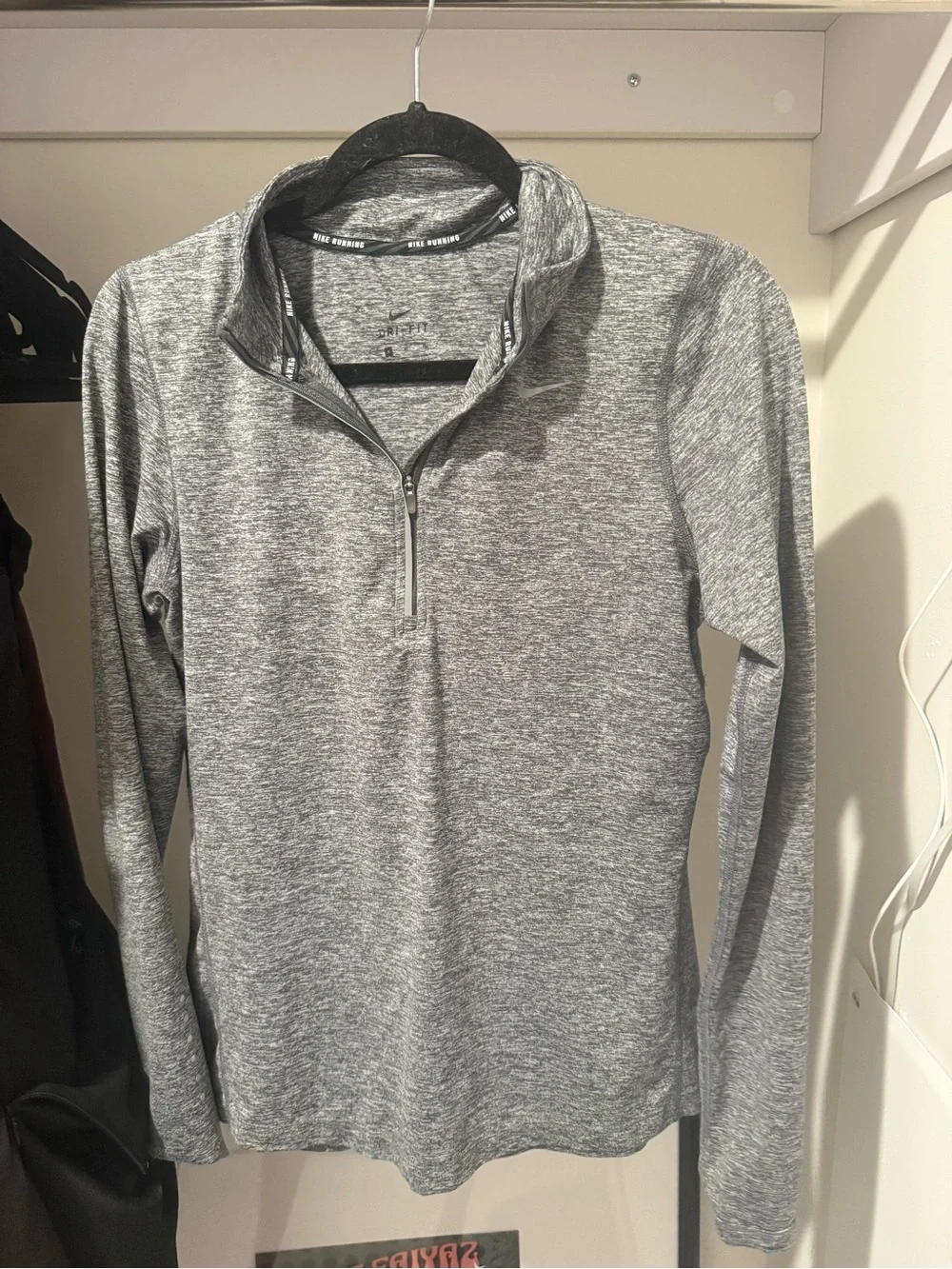 Nike Women's Heather Gray Quarter-Zip Pullover Sweater